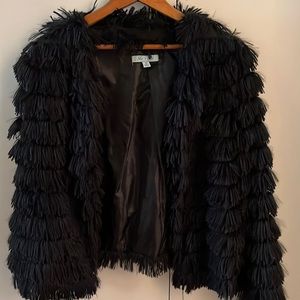 She + sky black jacket fluffy